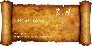 Kégl Anna névjegykártya